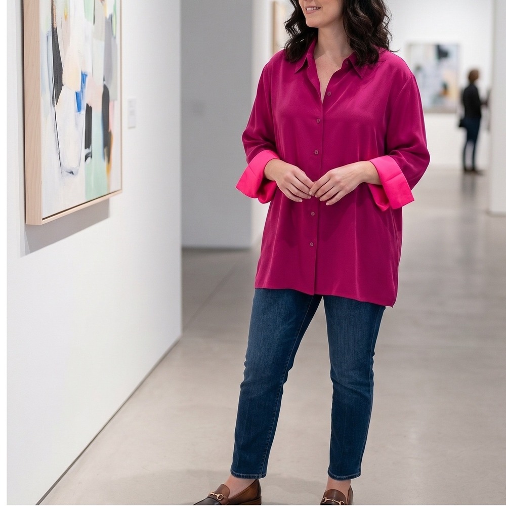 Vintage Brownstone Studio Tunic Blouse Top Size 2X Button Up Office Classic 80s